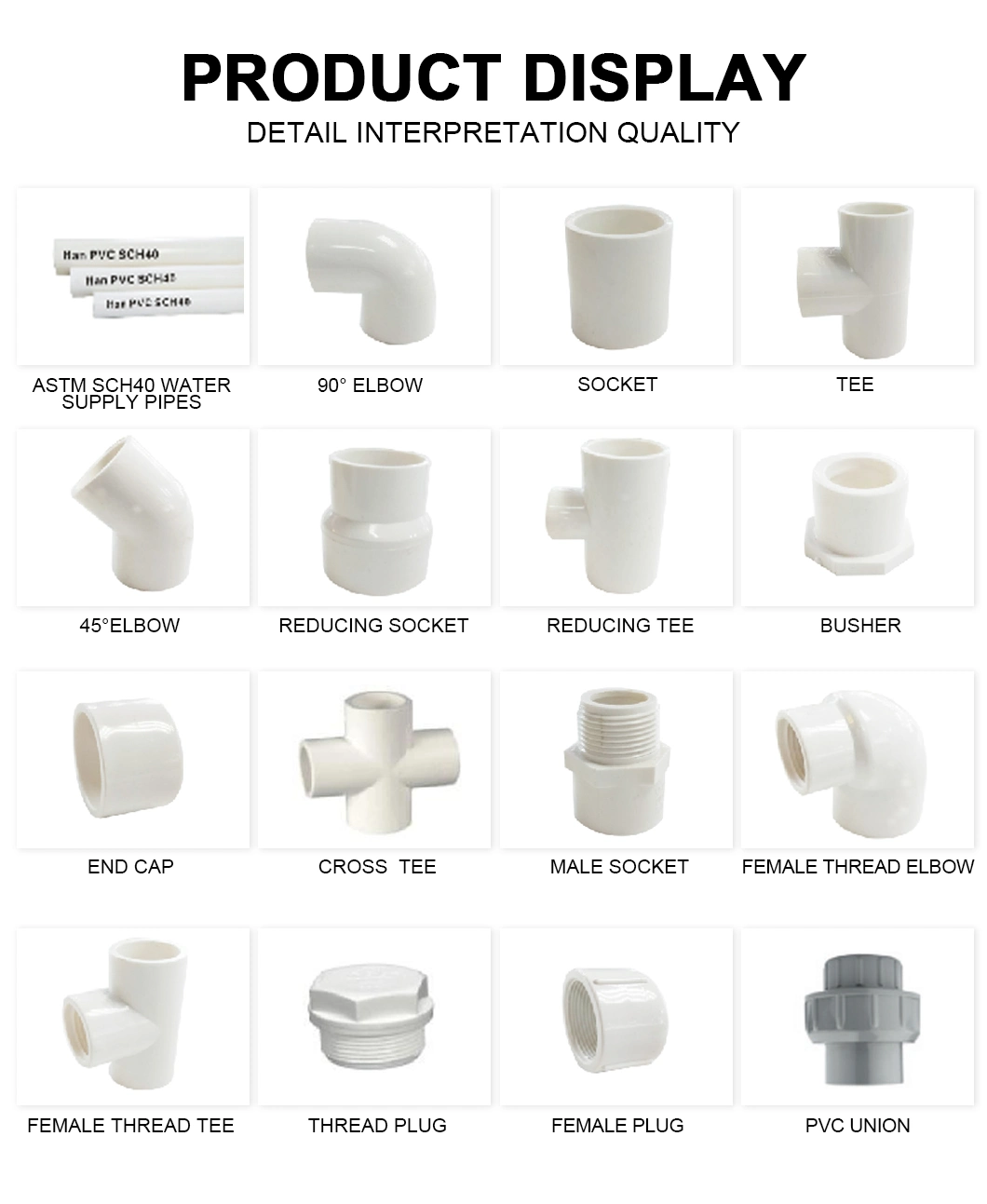 Ifan UPVC Elbow Socket PVC Pipe Fitting ASTM 2466 Pn25 UPVC Fitting